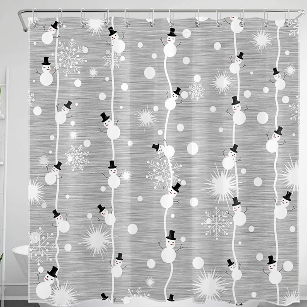 Snowman snowflake Shower Curtain with Hooks